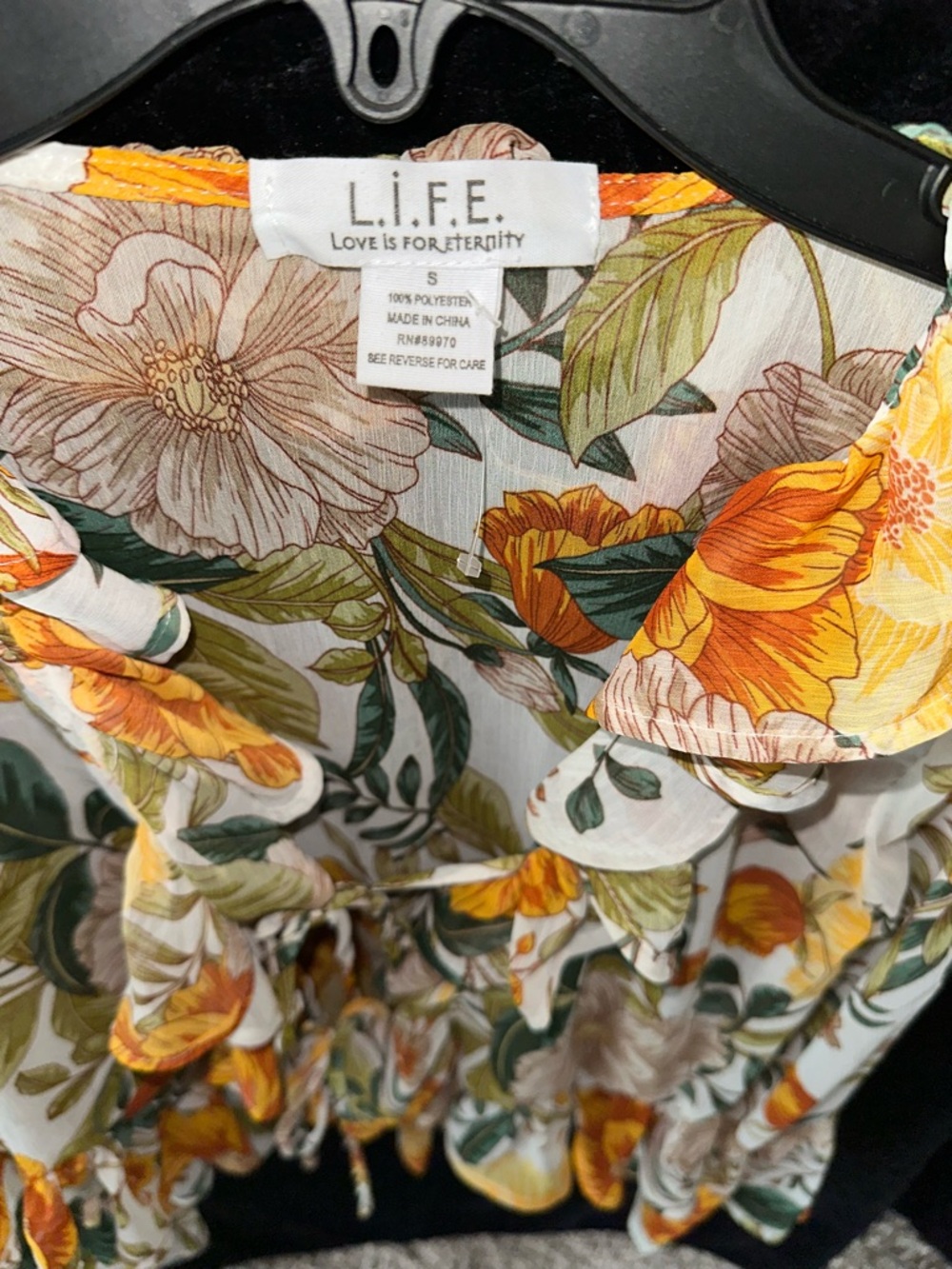 Floral Tie-Front Blouse in Yellow & Green - Picture 4 of 5